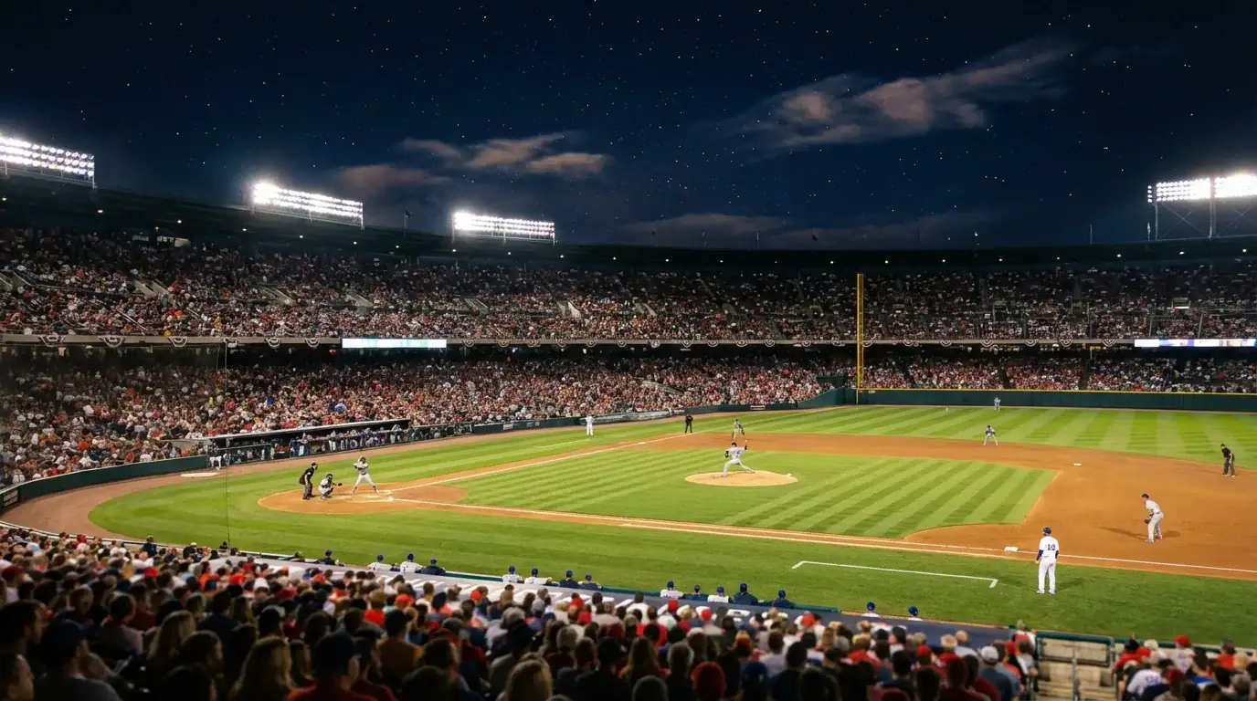 Estadio de la MLB durante un partido de béisbol con análisis de apuestas deportivas